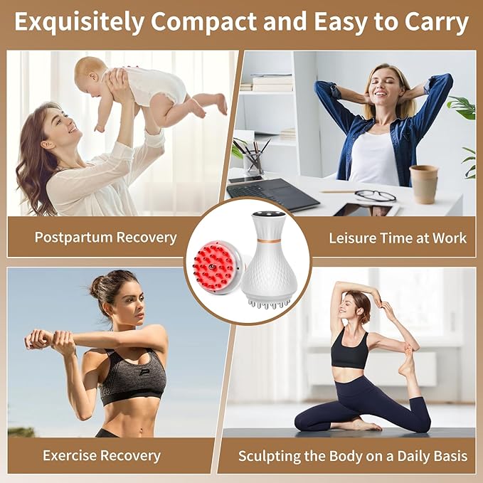 Lymphatic Drainage Massager – Portable Cellulite Massage Tool with 19 Intensity Levels for Relaxing Neck, Legs, Arms & Belly