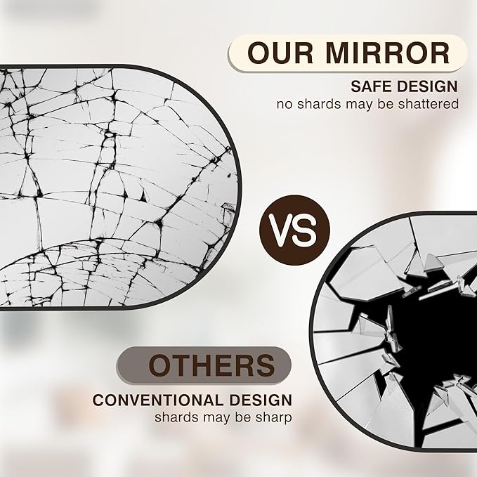 FICTOR Bathroom Mirror for Wall,2 Pack 24”x36” Arched Vanity Bathroom Mirror for Over Sink, Metal Framed with HD Shatter-Proof Glass for Entryway, Living Room,Bedroom(Black)