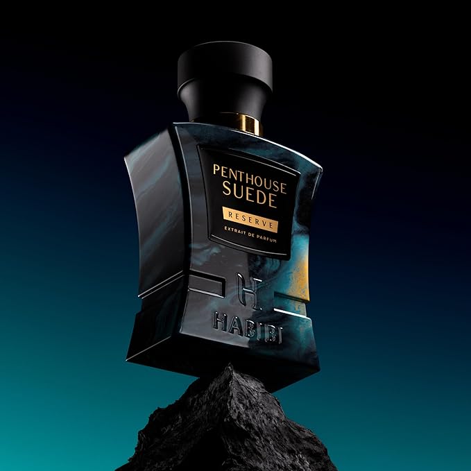H HABIBI Penthouse Suede Extrait De Parfum – Cologne for Men & Perfume for Women, 2.5 oz Long Lasting Unisex Fragrance with Metallic & Crystal Amber Notes, Arabian Scent