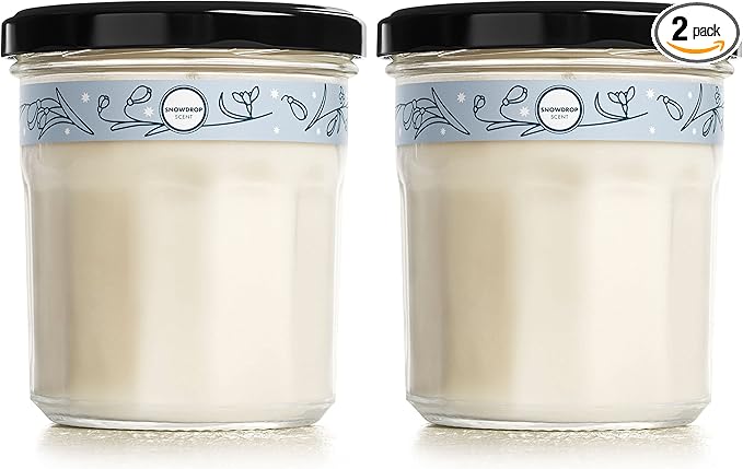 MRS. MEYER'S CLEAN DAY Soy Aromatherapy Candle, 35 Hour Burn Time, Made with Soy Wax and Essential Oils, Limited Edition Snowdrop, 7.2 oz - Pack of 2