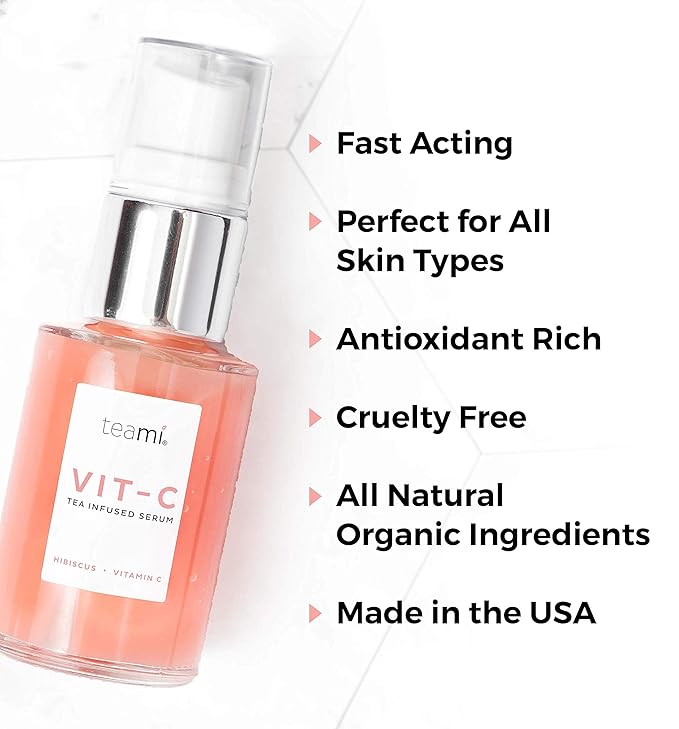 Teami Topical Vitamin C Serum with Hyaluronic Acid, Collagen, Salicylic Acid and Vitamin E Oil - Popular brightening K Beauty vitamin c serum - Anti Aging Korean Face Serum for Glass Skin (1 oz)
