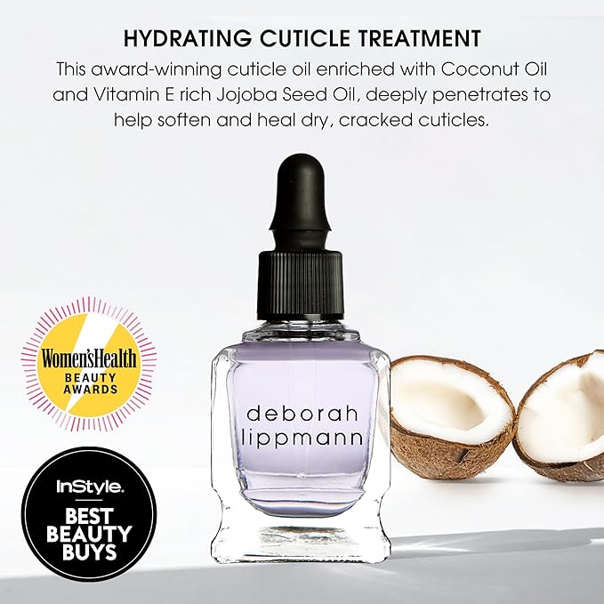 Deborah Lippmann Cuticle Oil, Hydrating Nail Care Treatment, Repair Dry Cuticles with Vitamin E and Coconut Oil, 0.50 Fl Oz
