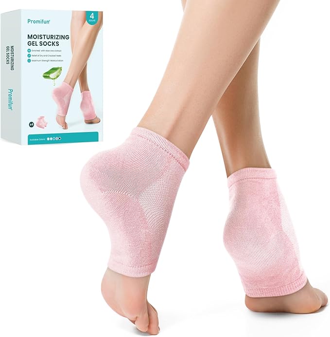 Moisturizing Heel Socks for Cracked Heel Treatment - Promifun 2 Pairs Moisturizer Socks - Heel Socks for Dry Cracked Feet - Cracked Heel Repair - Heel Socks for Women & Men (Pink)