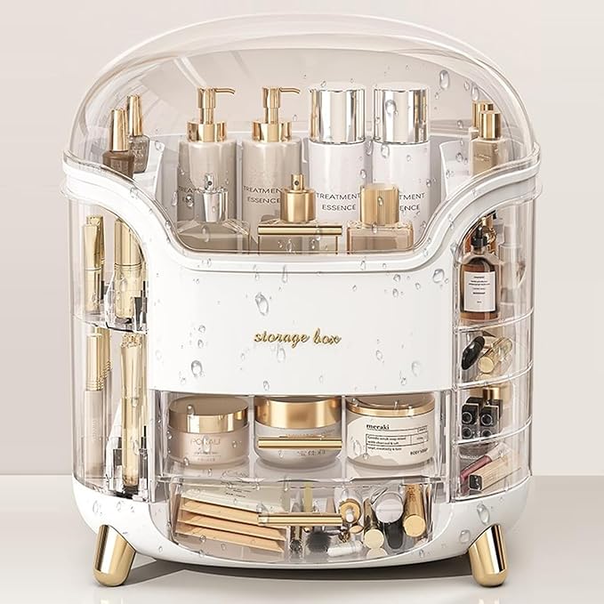 Large Makeup Organizer Countertop Vanity Organizer Case Skin Care Cosmetic Storage Box Bathroom Counter Perfume Skincare Organizers Make Up Caddy Gift Women Girls Clear Design Easy Visibility