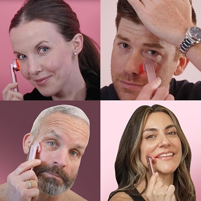 Mini Glow Pro 5-in-1 LED Face Wand – Skin Lifting, Toning & Firming Facial Massager with EMS, Microcurrent, Red & Blue Light – at Home Neck Contouring Beauty Device & Sculpting Tool