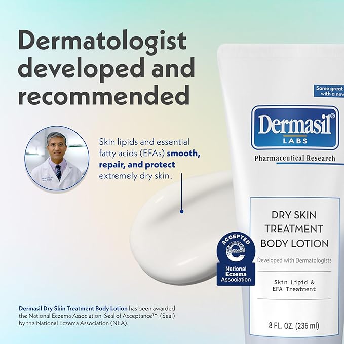Dermasil Body Lotion, Dry Skin Treatment, 3-Pack – Non-Greasy, Fast-Absorbing, Fragrance-Free Lotion, Cruelty-Free, 8 Oz Ea
