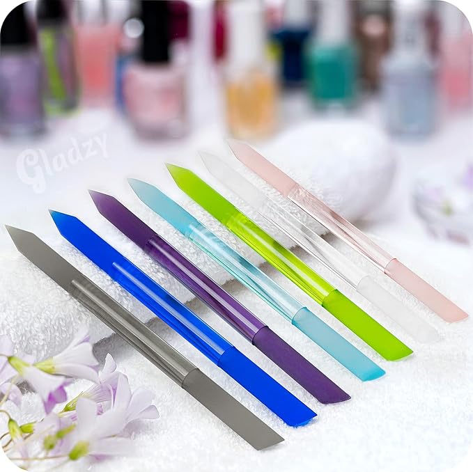 GLADZY Glass Cuticle Pusher - Manicure Cuticle Stick - Crystal Glass Cuticle Remover - Professional Nail Care Tool - Genuine Czech Quality Premium File Set