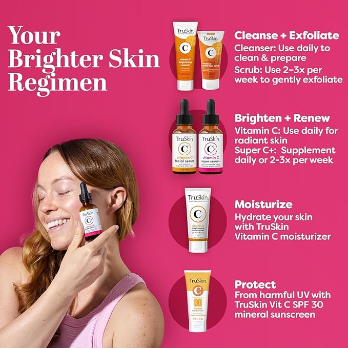 TruSkin Super C Duo with Vitamin C Plus Super Serum for Face, 1 fl oz & Vitamin C Brightening Moisturizer, 2 fl oz – Anti Aging Skin Care Gift Set for Hydrated, Smooth & Firmer-Looking Skin