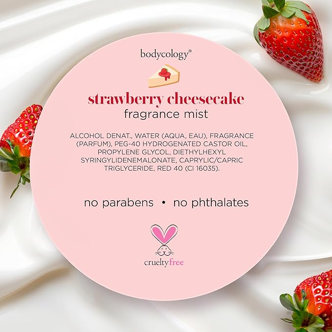 Bodycology Long-Lasting Fragrance Body Mist, Strawberry Cheesecake, 8 fl oz