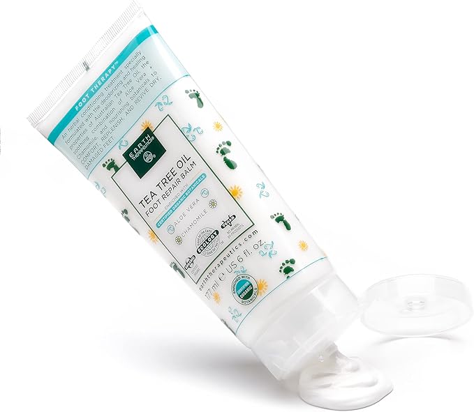 Earth Therapeutics Tea Tree Oil Foot Balm – Australian Tea Tree Oil w/Aloe Vera & Chamomile – Hydrates, Softens & Conditions Dry Cracked Feet, Heel and Calluses – Soothe Irritated Skin – 6 Oz