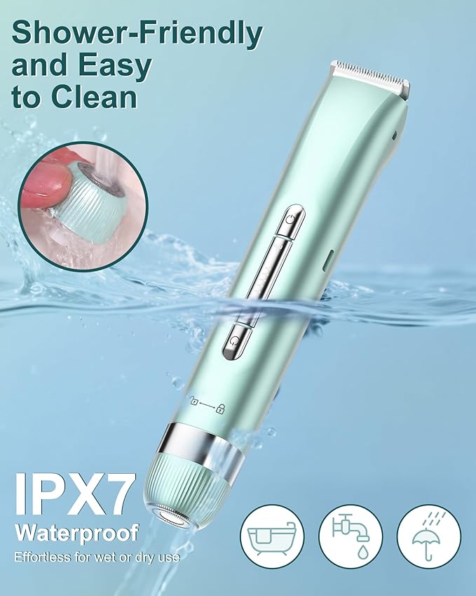 Electri Razors for Women, 2 in 1 Bikini Trimmer for Women Painless Bikini Shaver for Bikini, Underarm, Legs, Arms Waterproof, Travel-Friendly