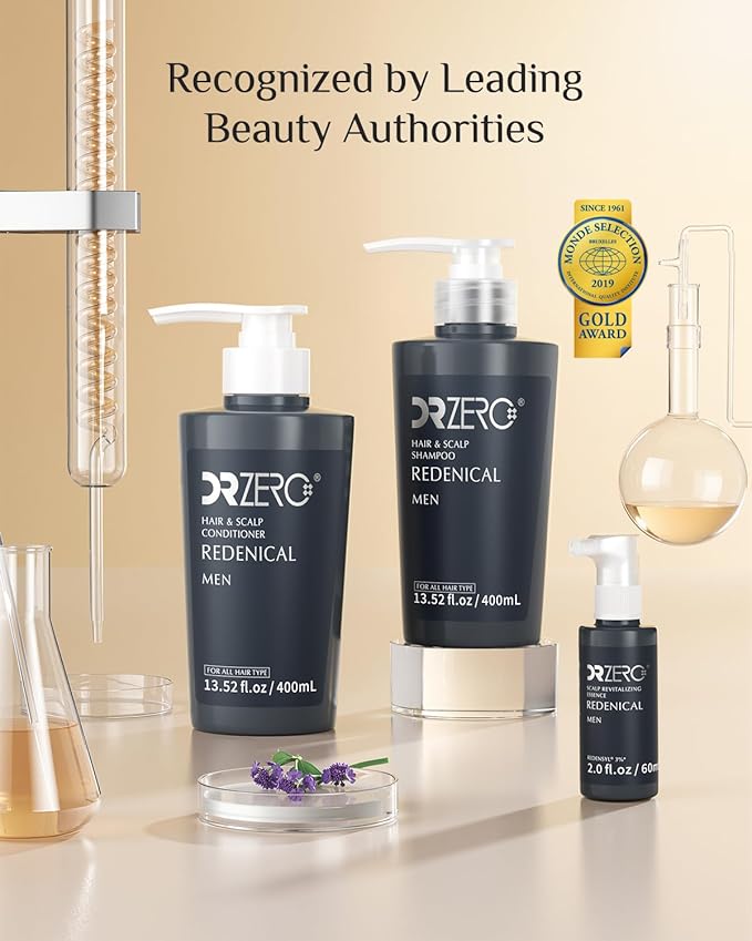 DR ZERO Men's Hair Growth Serum, Japanese Hair Care, Volumizing High-Performance Hair Thickening, with 3% Redensyl® & Nano-Tech Improves Thinning, Sulfate & Silicone-Free, No Side Effects, 2 oz