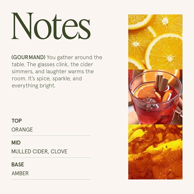 LA JOLIE MUSE Sparkling Cider Mule Candle | Apple Cider, Orange & Amber | 19 oz Wooden Wick | 90-Hour Clean Burn | Vibrant Scent | Gift for Hosts & Tablescapes