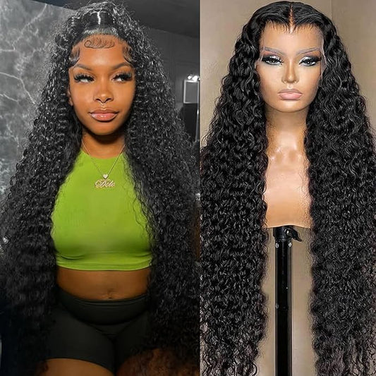 HD Lace Front Wigs Human Hair Deep Wave Wig 200 Density 13x6 Human Hair Lace Front Wigs for Women Pre Plucked Glueless Curly Wigs 26 Inch Deep Wave Lace Frontal Wigs Human Hair Natural Color
