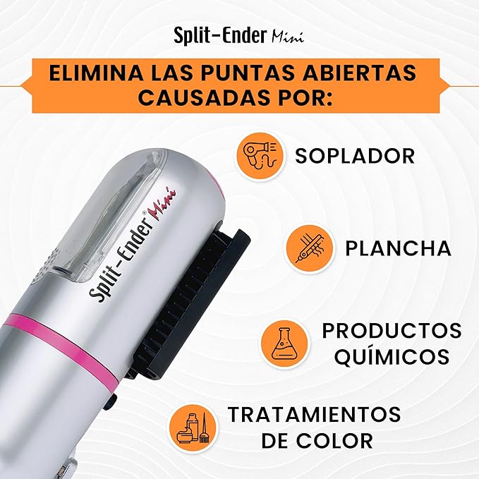 Mini - The Original Cordless Split End Hair Trimmer Automatic 3 AAA Battery Home Care Clipper 2-in-1 for Dry Damaged Splitting Broken Brittle Straight Curly Frizzy Beauty Styling - Pink