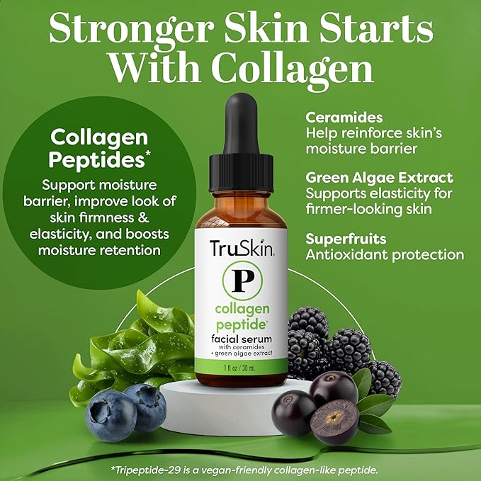 TruSkin Pro Collagen Multi Peptides Serum for Face – Anti Aging Face Serum with TriPeptide-29 & Ceramides – Support Skin’s Natural Collagen & Skin Barrier for Firmer-Looking Skin – 1 fl. Oz
