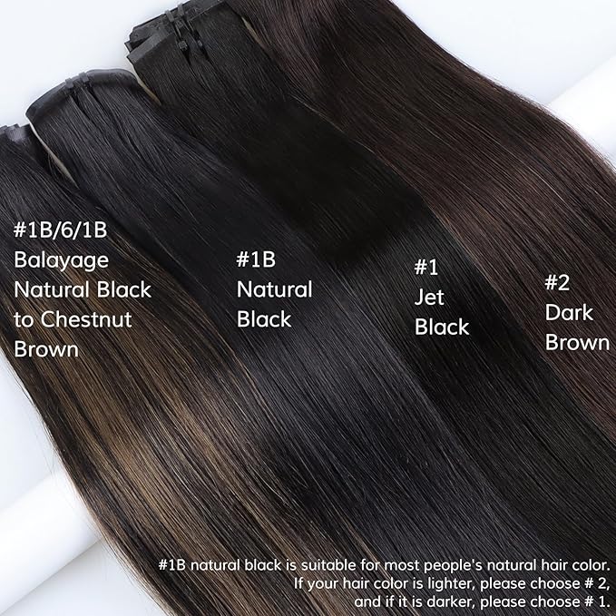 IDN BEAUTY Seamless Clip In Hair Extensions Human Hair Jet Black Real Remy Virgin Human Hair Seamless Clip Ins For Black Women PU Weft Invisible Edge Thick Soft Hair ST 110g 14 Inches