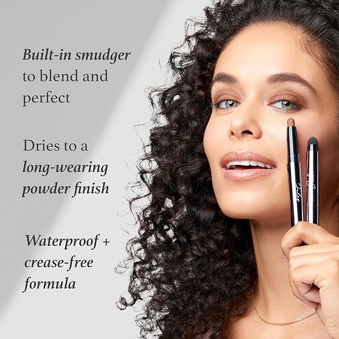 Julep Eyeshadow 101 Crème-to-Powder Eyeshadow Stick Duo + When Pencil Met Gel Sharpenable Multi-Use Longwear Eyeliner Pencil, 3pc Set - Meadow Shimmer, Blackest Black and Pearl Shimmer