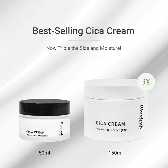 Meebak Cica Cream | Daily Repair Moisturizer with Niacinamide, Ceramide, & Retinol | Deep Hydration & Soothing | Locks in Moisture | Suitable for Sensitive Skin