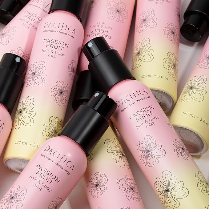 Pacifica Hair Mist Perfume & Full Body Spray for Women - Passion Fruit Body Mist Fragrance w/Pineapple, Orange Blossom, Vanilla, Sandalwood & Bergamot – Alcohol-Free, Vegan & Cruelty-Free, 5 oz