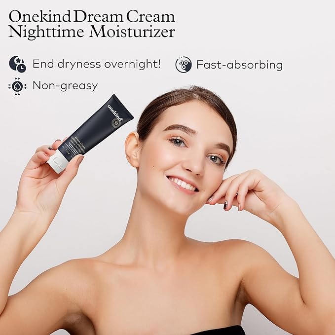 Onekind Dream Cream Night Moisturizer – Hydrating Anti-Aging Face Cream with Squalane, Rosehip & Shea Butter – Fragrance-Free, Vegan, for Dry & Sensitive Skin – 1.7 oz