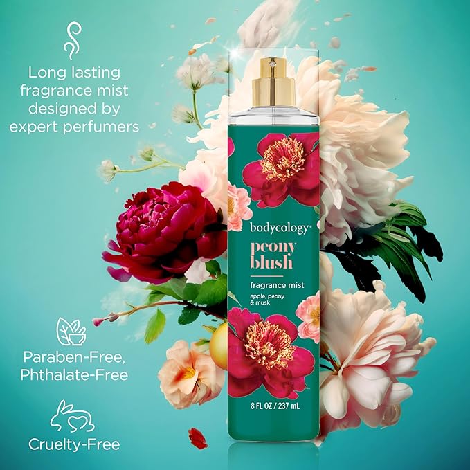 Bodycology Long-Lasting Fragrance Body Mist, Peony Blush, 8 fl oz