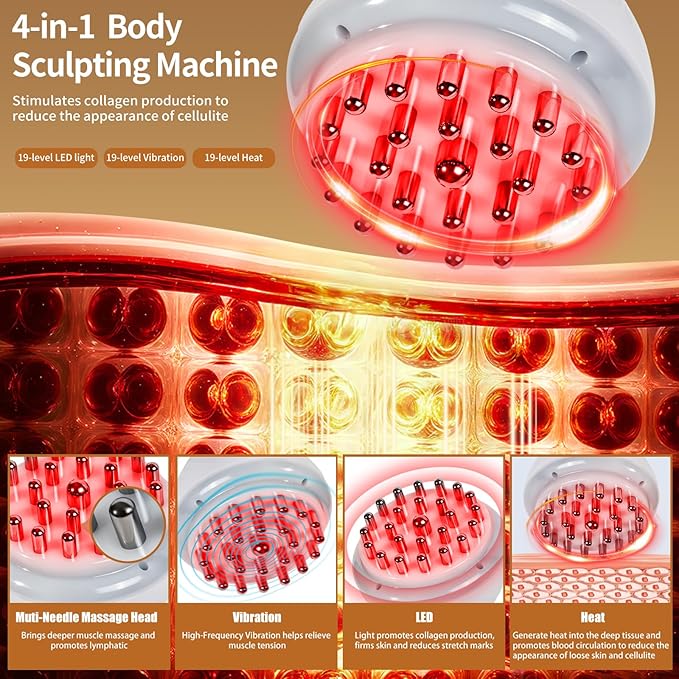 Lymphatic Drainage Massager – Portable Cellulite Massage Tool with 19 Intensity Levels for Relaxing Neck, Legs, Arms & Belly