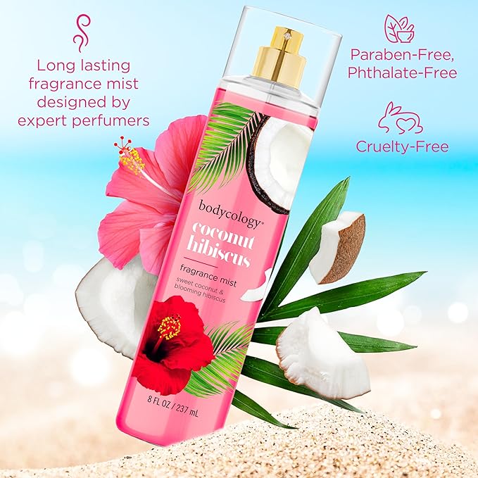 Bodycology Long-Lasting Fragrance Body Mist, Coconut Hibiscus, 8 fl oz