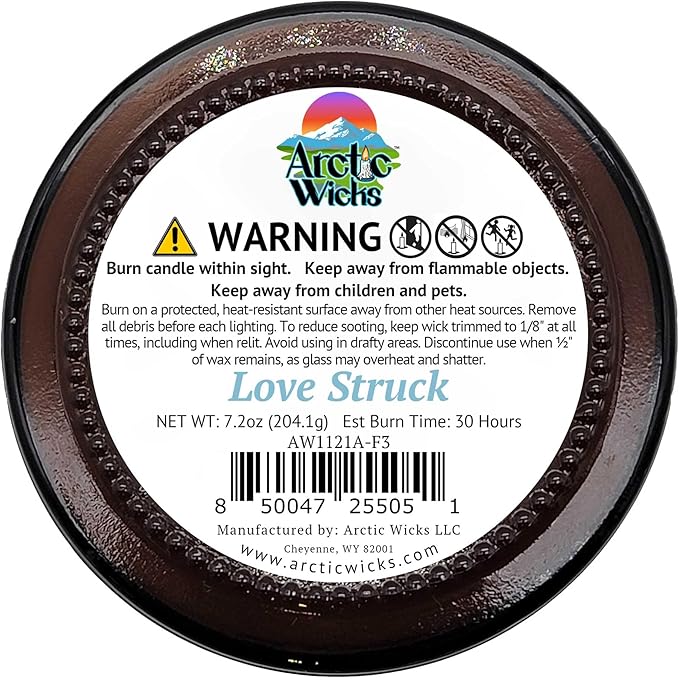 Arctic Wicks Scented Coconut Beeswax Candles | Coconut Beeswax Non Toxic Candle 9oz Amber | Farmhouse Candles Non-Toxic Clean Burn 100% USDA Certified Biobased (Love Struck - Happy Birthday)
