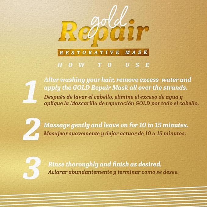 Expert Hair Gold - Restorative Hyaluronic Acid Mask to Repair Damaged Hair, Combat Dryness, Frizz & Split Ends (500g/17.6 Fl Oz)