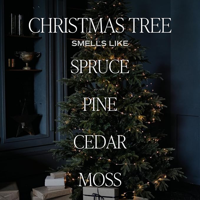 Sweet Water Decor Christmas Tree Candle - Pine Needles, Cedarwood, Cypress, and Evergreen Soy Holiday Scented Candles for Home - 9oz Amber Jar Candle, 40+ Hour Burn Time, Made in The USA