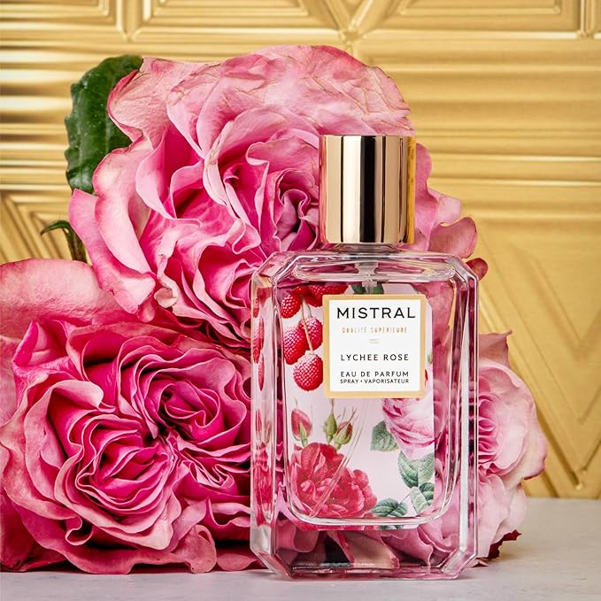 Mistral Lychee Rose Eau de Parfum – Citrus Floral Perfume for Women with Lychee, Rose & Amber | Paraben-Free, Long Lasting French Luxury Fragrance Spray, Women's Fragrances | 1.7 fl oz