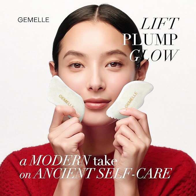 GEMELLE La Sculptante White Jade Gua Sha Facial Tools | 10x Award Winner | 5-Sided Pro Gua Sha Stone, Face Sculpting Tool, Face Massager, Body Gua Sha Tool, Lymphatic Drainage Massager, Guasha, Gifts