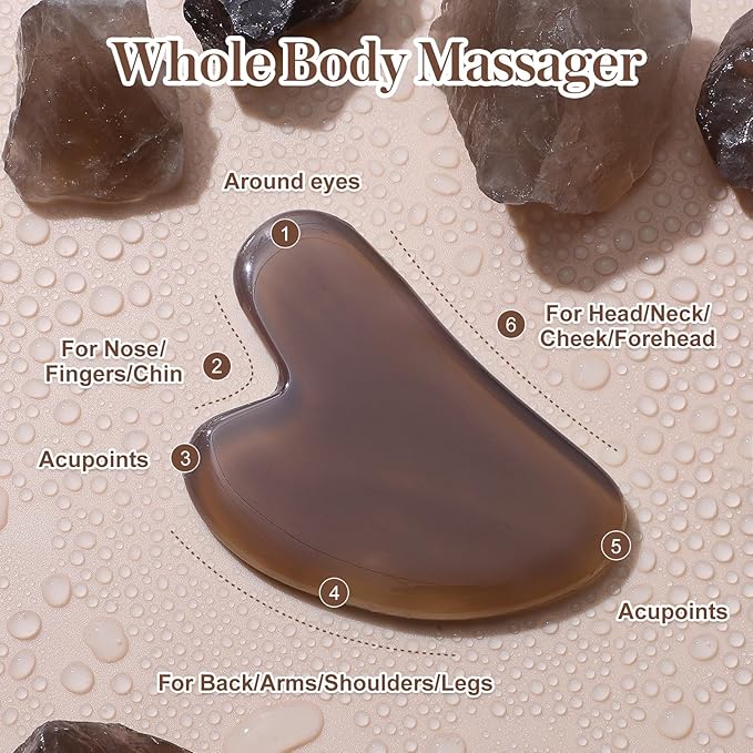 Gua Sha Facial Tools Gua Sha Agate Stone for Face Skincare Facial Body for Gray