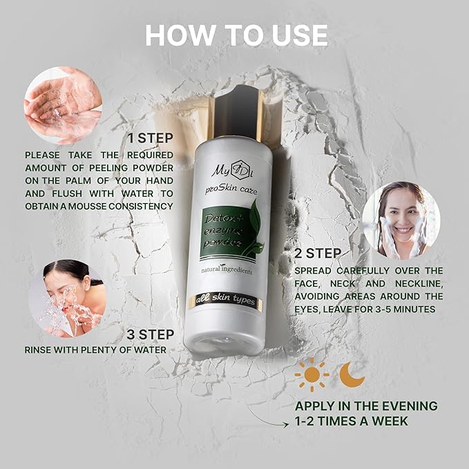 Enzyme Cleanser Powder Travel Size for Face and All Skin Types - Vitamin C, Papain and Coenzyme Q10, – Helpful to Shrink Pores and Skin Smoothing