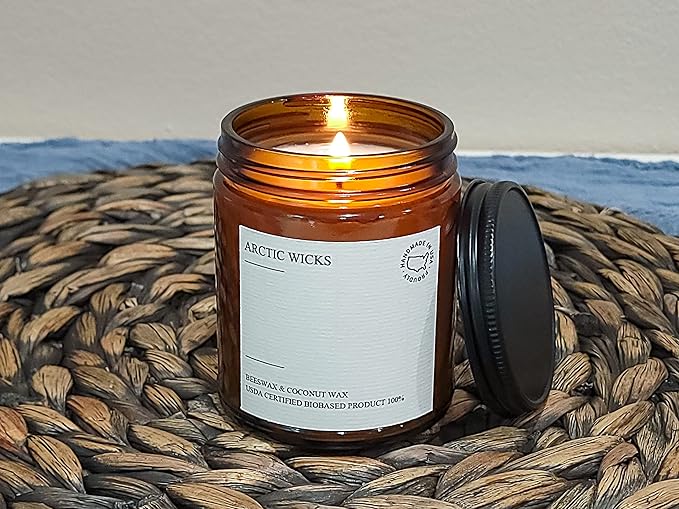 Apple Macintosh Scented Candle | 9oz Amber Jar | Arctic Wicks Non-Toxic Coconut & Beeswax Candles | Hand-Poured Clean Burning Eco-Friendly Candle | Fall Apple Orchard Scent | 100% USDA Biobased