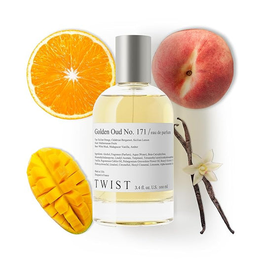 Twist Golden Oud No. 171 - Eau De Parfum Inspired by Al Haram. Amber Oud Gold Edition, Long-Lasting Perfume For Women & Men, Bergamot & Melon, Vegan, Clean, Unisex, Fragrance - 100 ml | 3.4 fl. oz.