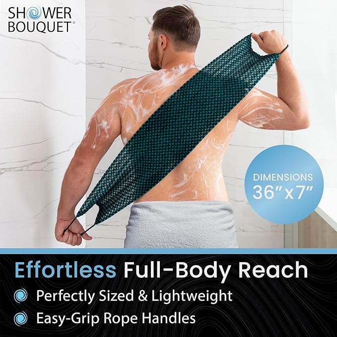 Japanese Exfoliating Washcloth for Back & Body - Charcoal & Silver Ion Exfoliating Towel - Two-Sided Gentle Exfoliation