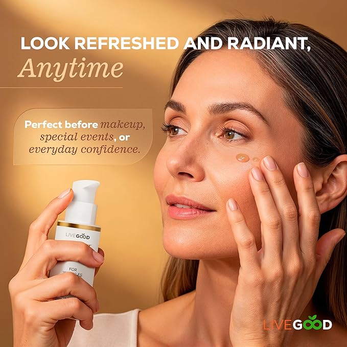 LIVEGOOD™ Instant Youth, Wrinkle Reducer – Rapid Action Eye Cream for Fine Lines, Puffiness & Under-Eye Bags, Lightweight Anti-Aging Formula, Smoother Appearance, 15ml Bottle