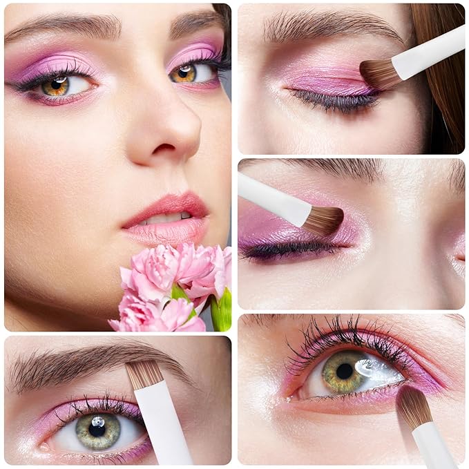 Eye Makeup Brush Set, 6 Pcs Professional Blending Eyeshadow Makeup Brushes for Concealer Eyebrows Eyeliner, Soft Hairs & Wood Handle… (white 6pcs)