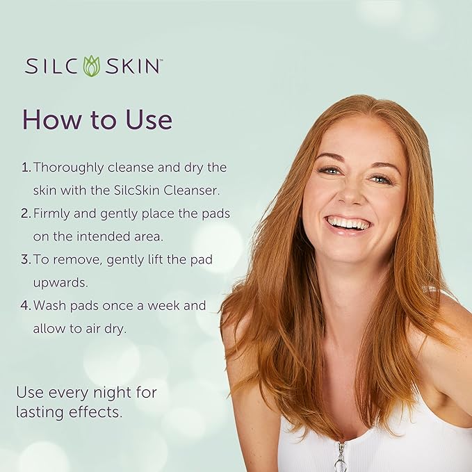 SilcSkin Facial Pad - Full Face Set Reusable Pads, Self-Adhesive Silicone Face Patches, Wrinkle Patches for Face and Eyes - 7 Reusable Face Pads