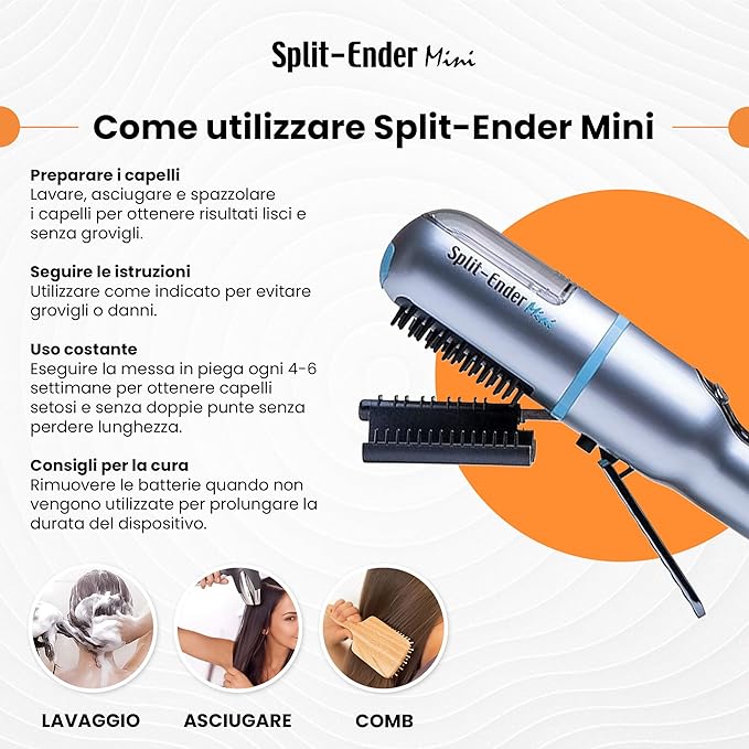 Mini Cordless Split End Hair Trimmer for Dry, Damaged, Brittle, or Frizzy Hair - Battery Operated Clipper for Straight and Curly Hair - Blue