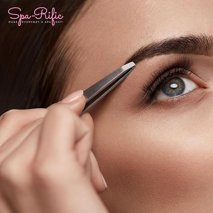 Spa-Rific Slant Tweezers - Handmade Precision Tool for Women & Men, 25 - Degree Angle for Shaping Eyebrows & Grooming Facial Countours, Eyebrow and Facial Hair Remover (Teal Ombre)