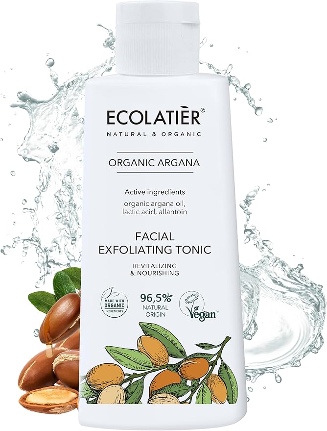 Facial Exfoliating Toner Revitalizing & Nourishing with Organic Argan Oil – Hydrating, Anti-Aging, Vegan, 98% Natural Ingredients for Women & Men - 5.1 Fl Oz / 150ml
