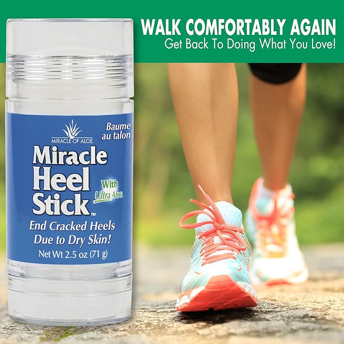 Heel Balm for Dry Cracked Feet - Miracle Heel Stick for Cracked Heel Repair - Heel Balm Stick for Cracked Heel Treatment - Formulated with Pure Aloe Vera, Tea Tree Oil, Shea & Cocoa Butters | 2.5 oz
