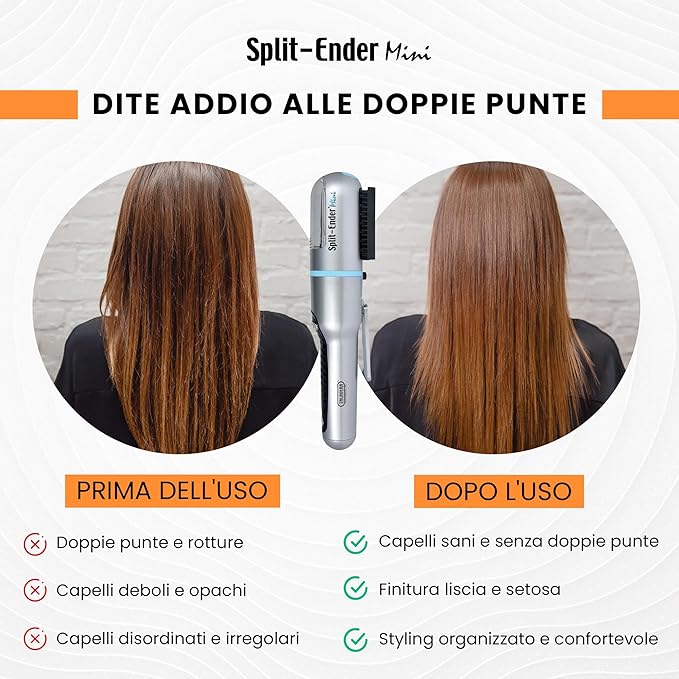 Mini Cordless Split End Hair Trimmer for Dry, Damaged, Brittle, or Frizzy Hair - Battery Operated Clipper for Straight and Curly Hair - Blue