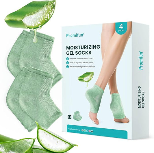 Moisturizing Heel Socks for Cracked Heel Treatment - Promifun 2 Pairs Moisturizer Socks - Heel Socks for Dry Cracked Feet - Cracked Heel Repair - Heel Socks for Women & Men (Green)