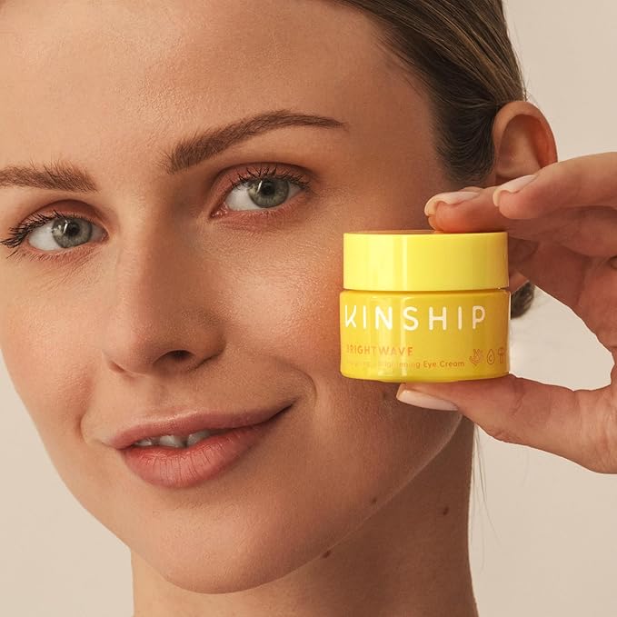 Kinship Brightwave Vitamin C Under Eye Brightener Cream for Sensitive Skin | Dark Circles Under Eye Treatment | Diminishes Fine Lines | Hydrating Eye Cream w/Antioxidants | Fragrance Free, (0.5 Oz)