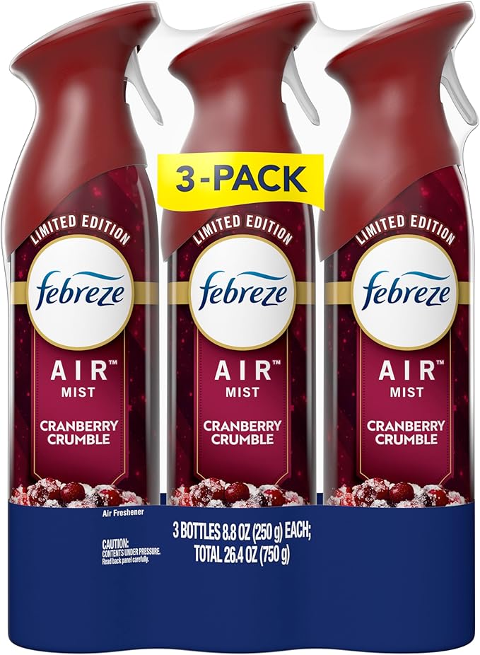 Febreze Air Freshener Spray, Odor-Fighting Room Spray, Cranberry Crumble Scent, 8.8oz, 3 Count