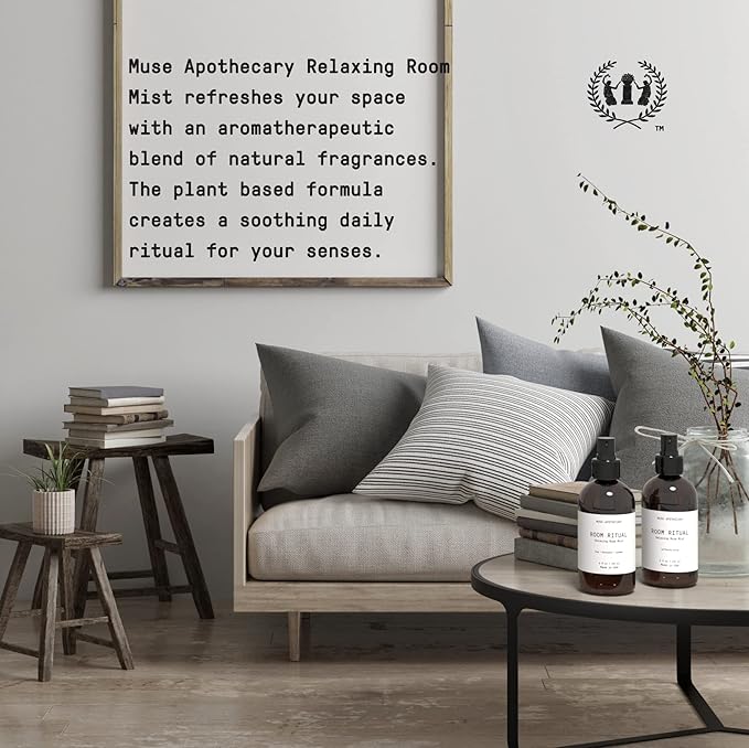 Muse Apothecary Room Ritual - Aromatic and Relaxing Room Mist, 8 oz, Infused with Natural Essential Oils - Aloe + Eucalyptus + Lavender